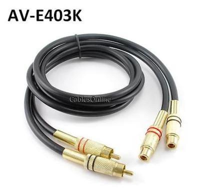 3ft Premium 2-RCA Gold Plated Male/Female Extension Cable, CablesOnline AV-E403K