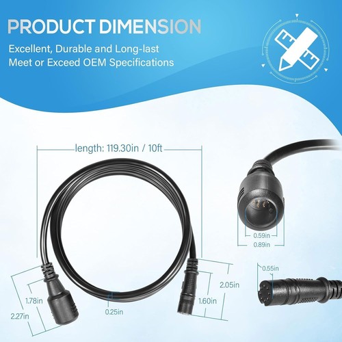 000-14414-001 10' Extension Cable For Lowrance TripleShot SplitShot Transducer - Picture 12 of 17
