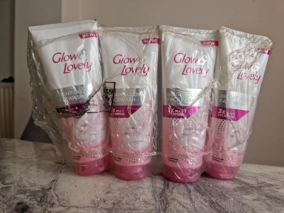 GLOW/ FAIR AND LOVELY 🇬🇧 New 4 X 100ml (Each) Lovely PINK Natural Skin Glow Face wash - 🇬🇧 Seller