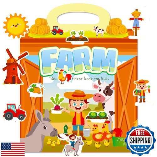 Reusable Sticker Books for Toddlers 2-4 Years, Sticker Books for Kids 1-3, Bi