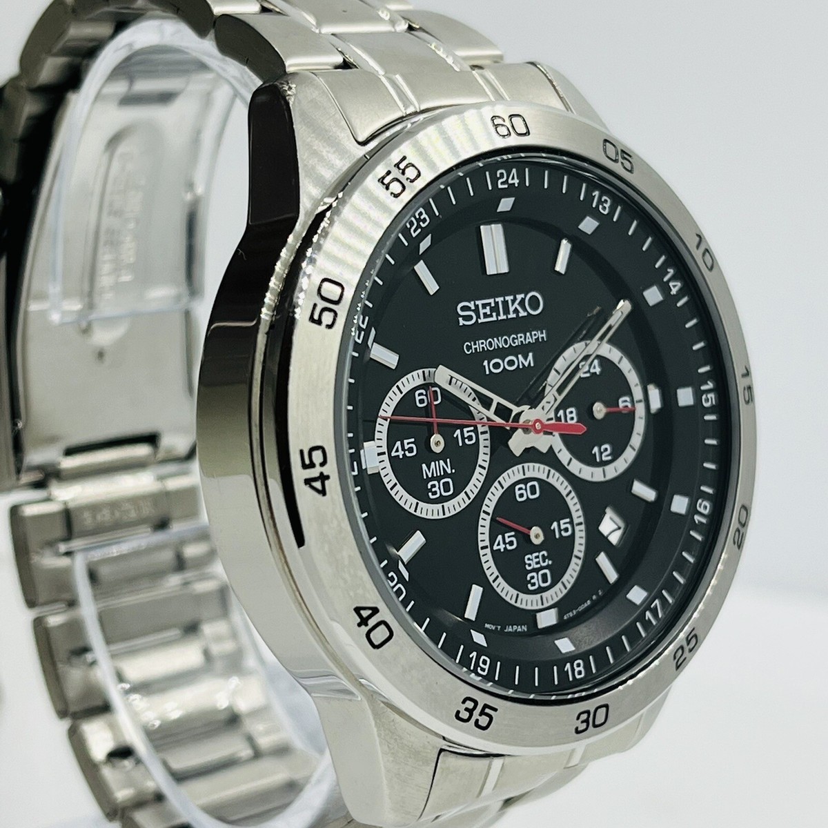 Seiko Men's Neo Sport Chronograph 10ATM Black Dial Silver