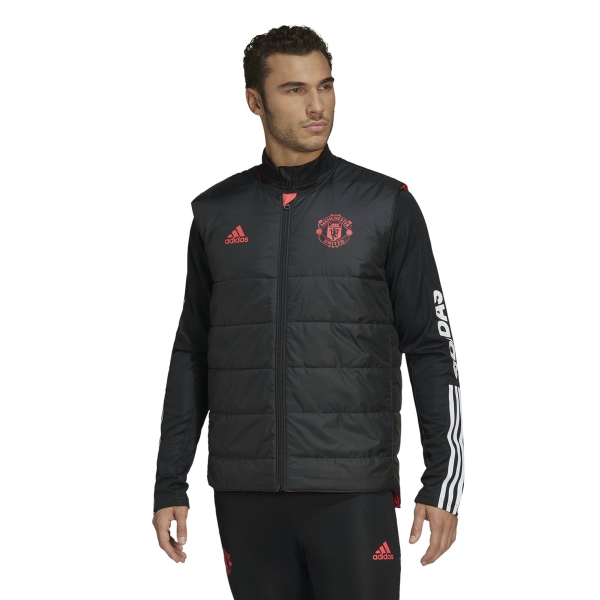 adidas Manchester United Padded Vest Mens Man Utd Reversible
