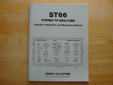 Sencore ST66 Stereo TV Analyzer Operation, Application and Maintenance Manual