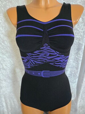 Schlankstütz Shape Badeanzug, UBF-PU - Gürtel - Animalprint - Schwarz - M 38 40