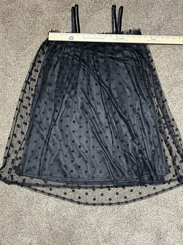 After Market punteado malla de lunares forrado negro vestido terciopelo correas esfagueti M - Imagen 4 de 8