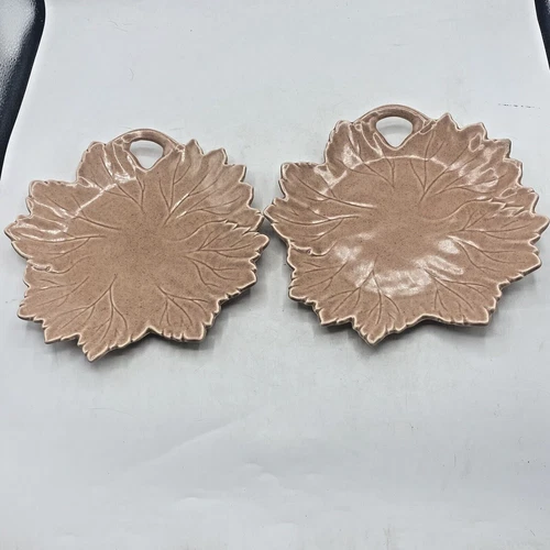 Vintage Set Of 2 Woodfield Steubenville Grape Leaf Light Brown Plate 9"