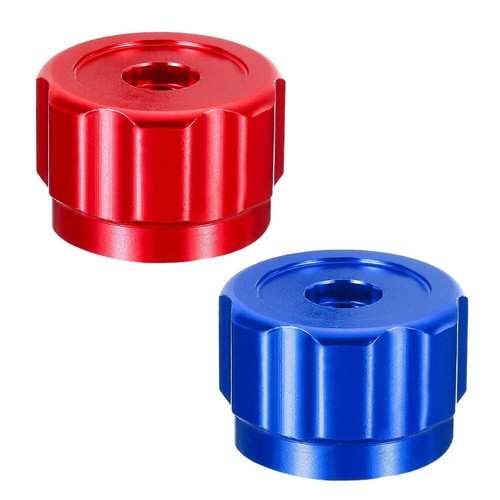 Manija de Rueda Redonda Manijas de Grifo Colector Medidores Perilla Aluminio-Aleación, Rojo/Azul - Imagen 7 de 24
