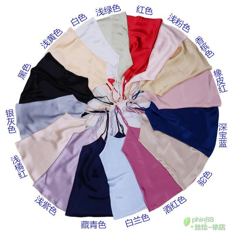 Women 100% Silk Spaghetti Strap Camisole Tank Top Vest Sleepwear M-2XL YM002 - Image 2 of 4