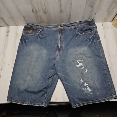 Makaveli Jeans Men's 50 Tupac 2pac Blue Denim Jean Shorts Jorts