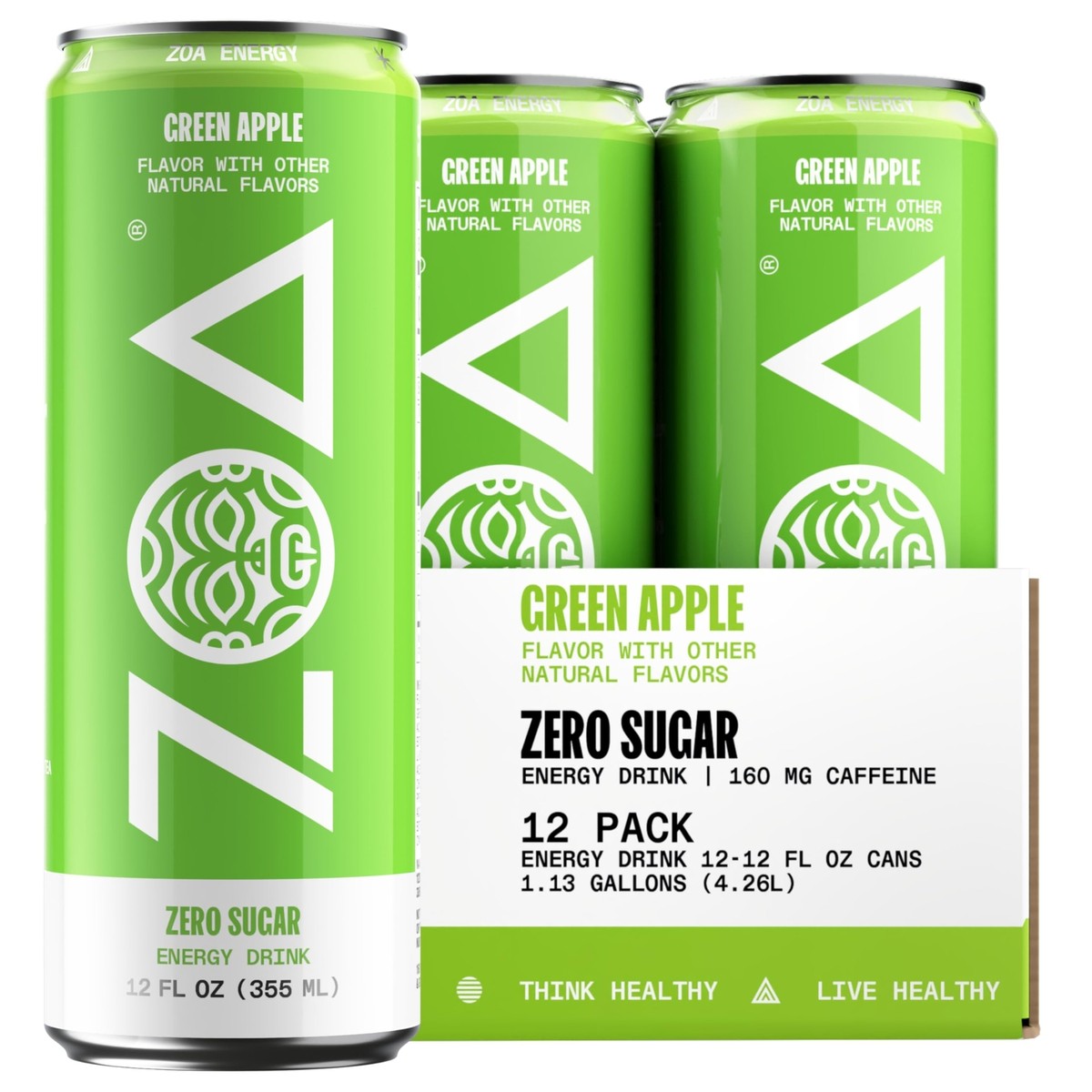 新品 未使用 Kamenoko Production Sugar, Sugar, ZOA Zero Sugar Energy Drinks Green Apple - Sugar Free with