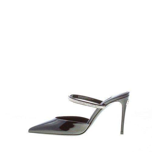 DOLCE & GABBANA women shoes Black shiny leather Cardinale mule rhinestones - Picture 5 of 7