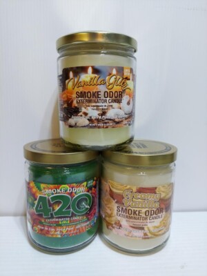 Smoke Odor Exterminator 13 oz Jar Vanilla Glitz, Assortment Set of (3) Candles