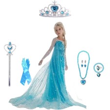 Frozen Evening Cosplay Xmas Elsa Girl's Princess Costume Party Dress for Girls