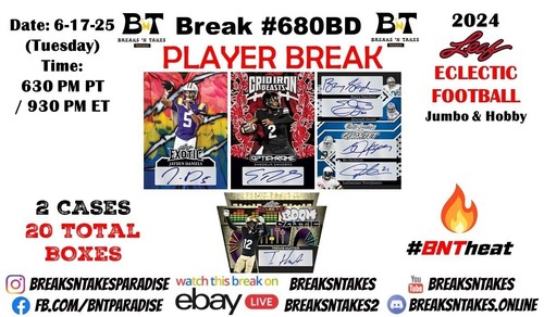 MAX BROSMER 20224 Leaf Eclectic Football 2 CASE 20 BOX Break #680BD