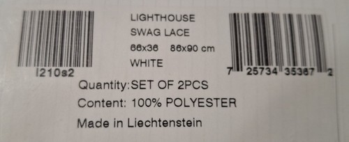 NEU Liechtenstein Lace Collection weiß Poly LEUCHTTURM Swag Set 66" x 36" Tropfen - Bild 5 von 8