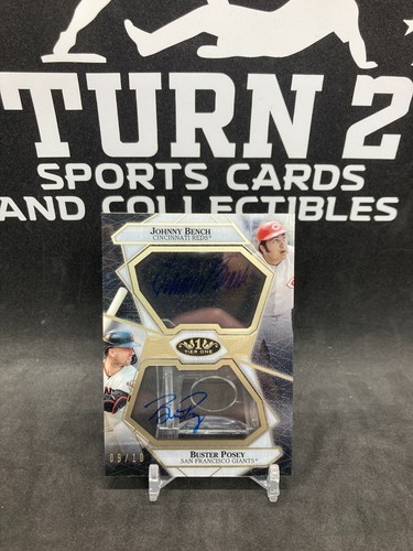 2022 Topps Tier One 1 Baseball JOHNNY BENCH / BUSTER POSEY Dual Auto #9/10 - Picture 2 of 3