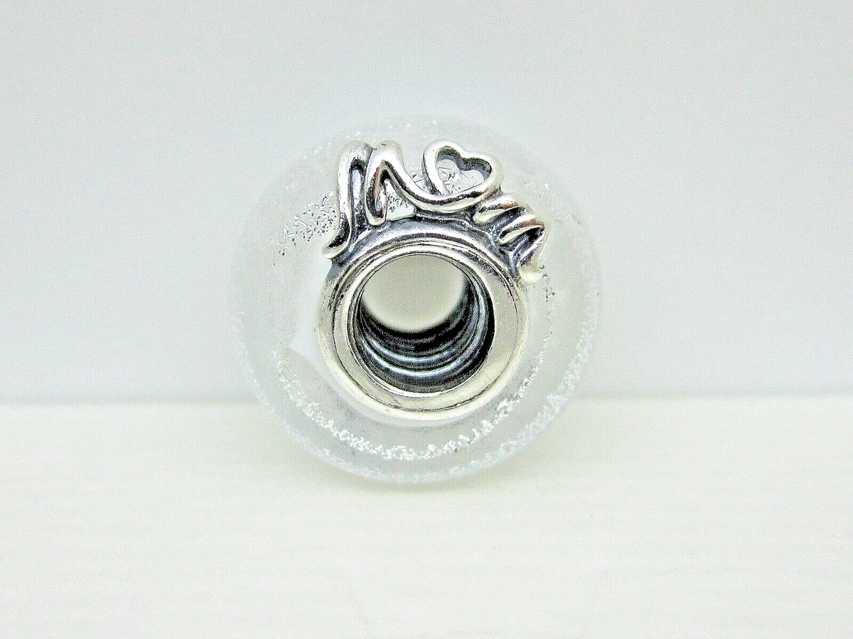Authentic Pandora #792655C00 Glittery White Murano Glass Mom 