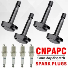 4pcs Ignition Coils + Spark Plugs Fit For 2001-2005 Honda Civic Acura 1.7L UF242