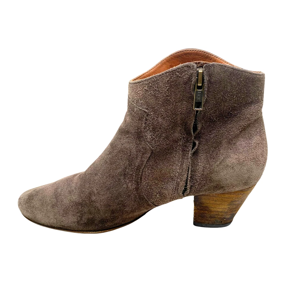 Isabel Marant Talla FR 38 US 8 Grueso Taupe Gamuza Western Botines Botas Foto 4 de 4
