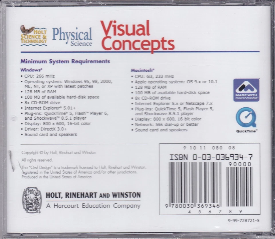 Holt науки и техники физической науки визуальные концепции ПК CD-ROM ** новый ** - Изображение 2 из 2