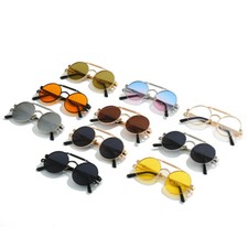 Vintage Retro Metal Steampunk Round Sunglasses Mens Women Hip Hop Shades Glasses