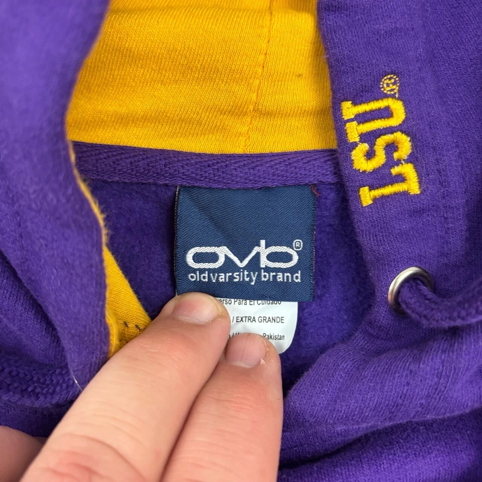 Para hombres Talla XL Antigua Marca Universitaria Louisiana State Univ. Sudadera con capucha púrpura LSU Tigers Foto 4 de 4