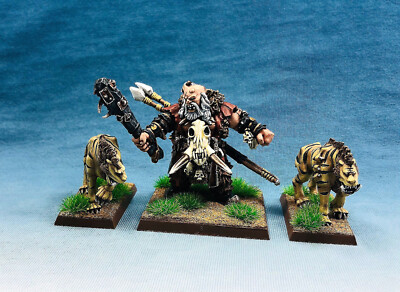 Warhammer WGS Painted Ogre Kingdoms Hunter And 2 Sabertusks OG015