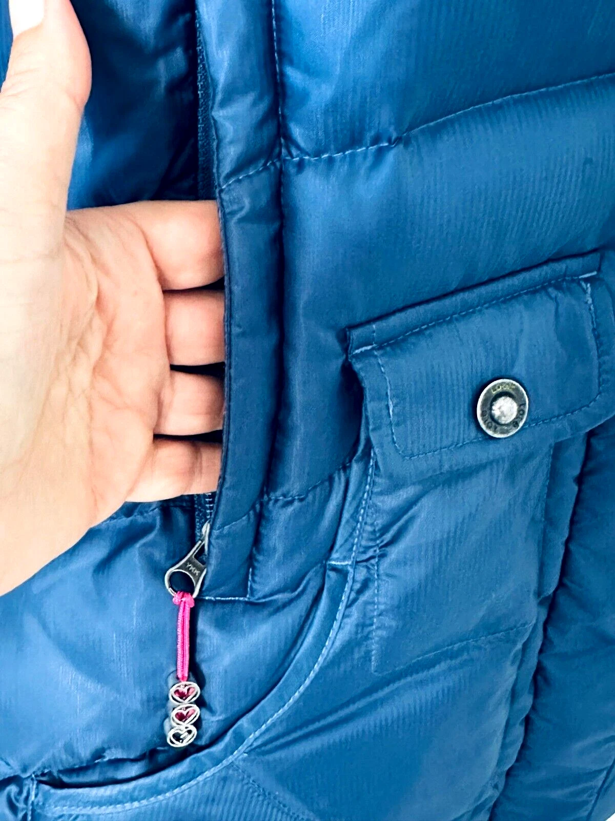 lole full zip up hooded down puffer coat jacket