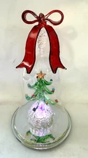 LED Light Up Bell Clear Glass Tabletop Decor Christmas Tree