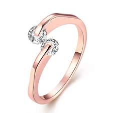 18K Rose Gold Plated Fashion Ring AAA Zirconia Women B157