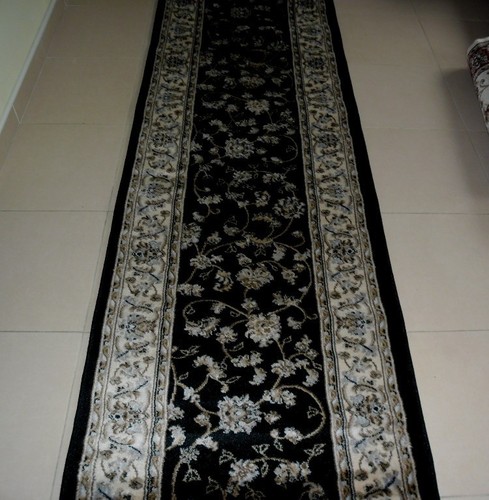 NEW BLACK TRADITIONAL PERSIAN DESIGN HEATSET FLOOR HALLWAY RUNNER RUG 80X300CM - Picture 6 of 6
