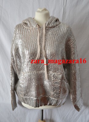 ZARA完売　シルバーフーデイ ☆ドイツ発*ZARA*新作*ウォッシュ加工ZIPスウェットフーディ/AG