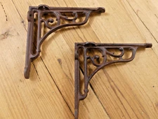 2 Antique Style Vine Shelf Brace Wall Bracket Cast Iron Corbel 6" X 6 1/2" Brace
