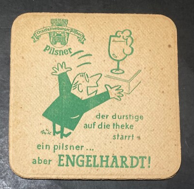 ENGELHARDT CHARLOTTENBURGER PILSENER. DURSTIGE THIRSTY SQUARE BEER COASTER