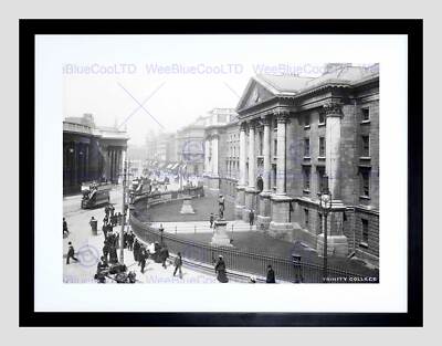 VINTAGE ARCHITECTURAL CITYSCAPE TRINITY COLLEGE DUBLIN FRAMED ART PRINT B12X3433