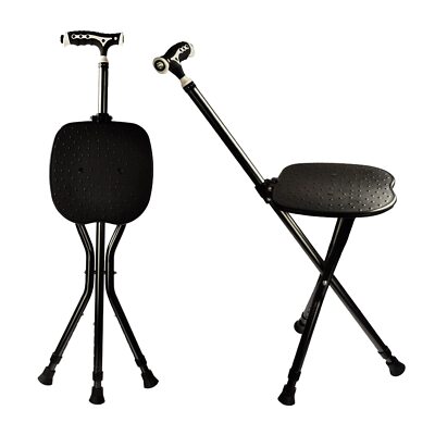 Hold 440 lbs Cane with Seat Combo Aluminum Alloy Portable LED Folding Walking...