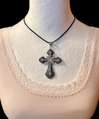 Collar Cruz Plata Cadena Grande Religioso Gótico Grunch Caprichoso Victoriano - Imagen 10 de 18