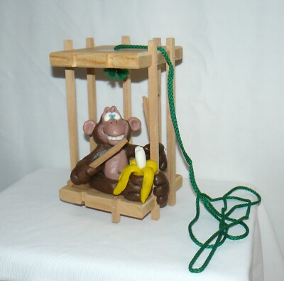 Comic Art Studio Hand Shaped Wax Monkey In Cage 