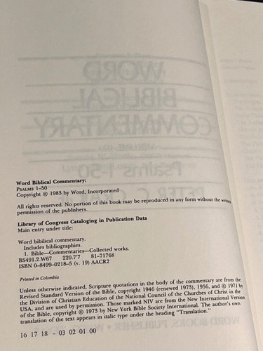 PSALM 1-50 (Vol. 19) Peter C. Craigie, Word Biblical Commentary - Imagen 9 de 12