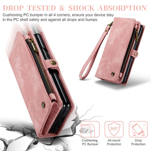 For Google Pixel Fold 5G Leather Case Zip Magnetic Flip Card Holder Wallet Cover - Picture 39 of 41