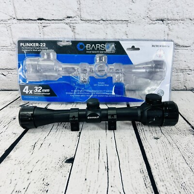 Barska 4X32 Plinker-22 Rimfire Riflescope IR with Rings 1/4 MOA AC10037 ...