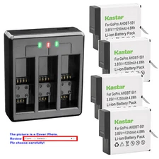 Kastar Battery USB Triple Charger for GoPro AHDBT-601 Hero 6 GoPro HERO6 Silver