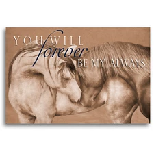 Horse Canvas Art Print Loving Horses Sepia - with or without message. 4 Sizes.