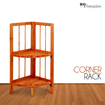 2 Ebenen Holz Eckregal Regal Organizer Aufbewahrung Ständer Vitrine Zuhause Ahorn