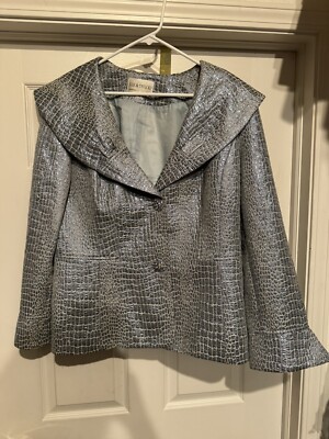 Lily & Taylor Light Blue & Silver Formal Evening Jacket Women's Plus Size 16