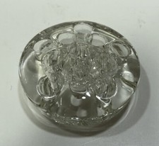 Vtg Clear Heavy Glass FROG Old Round Flower Arranging Frog 11 holes 3" Diameter