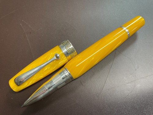 Montegrappa Italy Miya Yellow Celluloid Sterling Silver Ag925 Rollerball $595