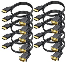 HDMI to VGA Cable 6 Ft, 10-Pack Gold-Plated Computer HDMI to VGA Monitor Cord...