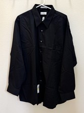 Van Heusen Men  s Long Sleeve Dress Shirt Black 18 1/2 34/35 New With Tags