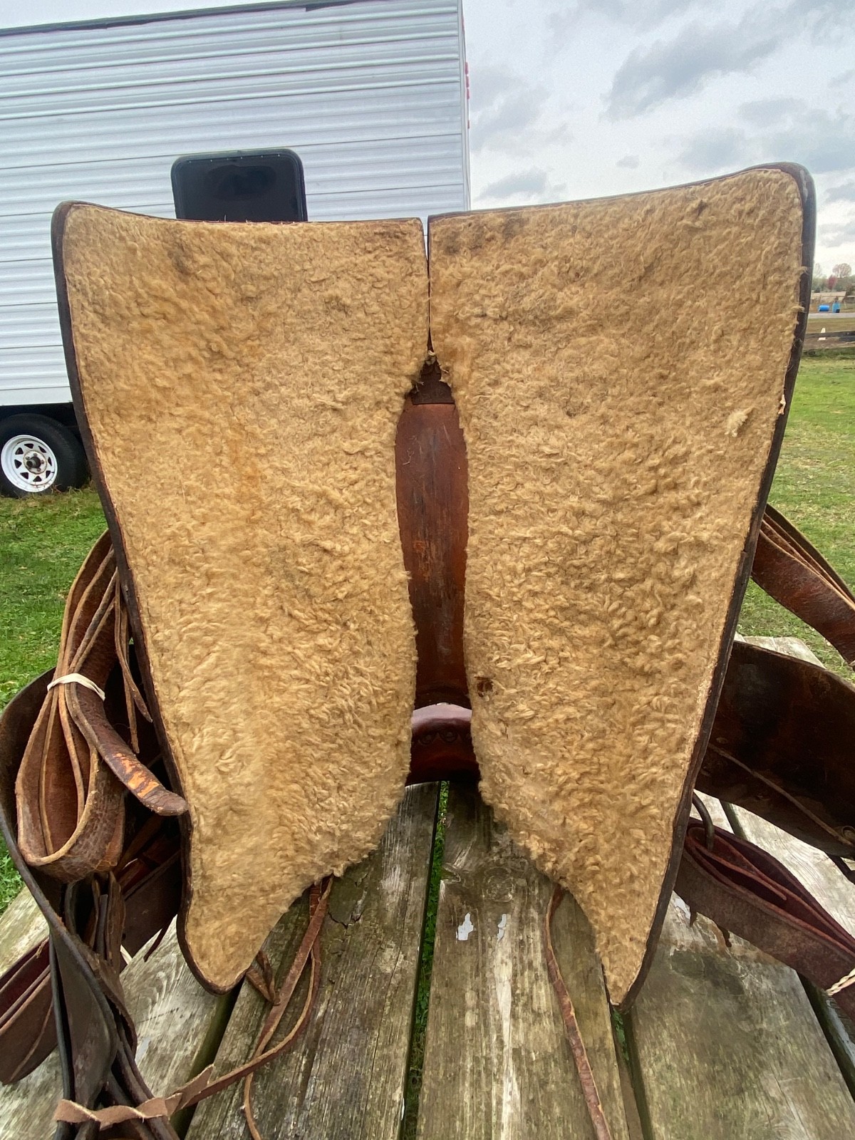 Antique/Vintage 15"border tooled Western  slick seat saddle